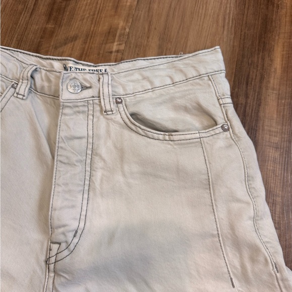 Free People We The Free Old West Slouchy Wide Leg Soft Jeans, Cream, size 27 - Picture 8 of 16